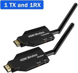 (1 TX and 1 RX)50M Wireless HDMI Extender Video Transmit Support 1 to 2 3 4 1x4 Display WiFi HDMI Extender for Camera PC TV Monitor Projector