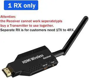 (1 RX only)50M Wireless HDMI Extender Video Transmit Support 1 to 2 3 4 1x4 Display WiFi HDMI Extender for Camera PC TV Monitor Projector