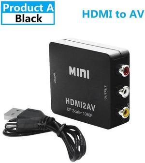 HDMI to RCA Adapter 1080P HDMI to AV Video Audio Converter HDMI to AV RCA CVSB L/R Scaler Adapter Support NTSC PAL Output(HD2AV Black)