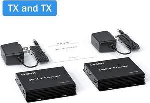 HDMI Extender over IP Rj45 Cat5e/6 Cable to 300M 1080P HDMI Ethernet Matrix IP Extender Transmitter via Network Switch with DIP(UK Plug)
(TX and RX)