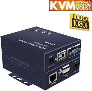 1080P USB VGA KVM Extender over Cat5e/6 Ethernet Cable to 100M/200M/300M VGA USB Extender Transmitter Support USB keyboard mouse(AU Plug)
(100M)