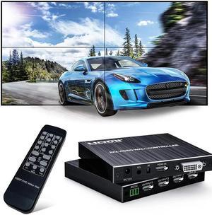 2x2 HDMI Video Wall Controller 1080P 60Hz 1X2 1X4 1X3 2X1 3x1 Multi Video Screen Processor 4 Way TV Wall Splicer Box 180' Flip(With US Plug)