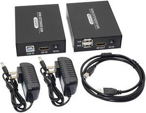 60M HDMI KVM Extender over Cat5e Cat6 1080P HDMI USB KVM Ethernet Extender Transmitter with Loop out Support USB Keyboard Mouse(With AU Plug)
(TX and RX)