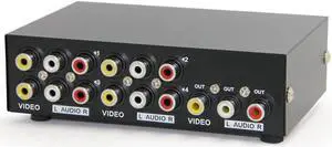 2/4/8 Way AV RCA Switch 8 in 1 Out  AV Signal Composite Video L/R Audio Swithcer Switcher Selector Box for STB DVD HDTV VCD VCR(4x1)