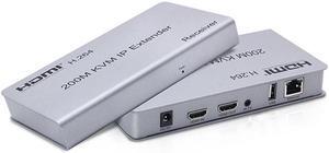 1pc HDMI KVM Extender 200M Over IP RJ45 Ethernet Cat5e Cat6 Cable Network KVM Extender HDMI Over UTP/STP Support USB Mouse Keyboard(With US Plug)
(TX and RX)