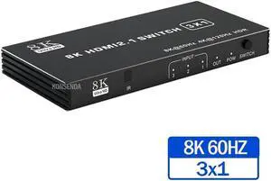 8K HDMI Switch 3x1 4x1 5x1 4K 120Hz HDMI 2.1 Switch 5 in 1 out Selector Box Support 48Gbps HDR10 HDCP2.3 for PC Xbox PS5 Monitor(8K 3X1)