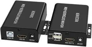 1080P 60M HDMI KVM Extender over Cat5e/6 HDMI USB Ethernet Extender with Loop IR Remote Support Mouse Keyboard for PC Loptop DVR(With AU Plug)