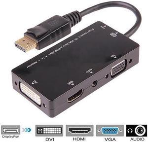 (DP to 4 in 1)Displayport Male to DVI HDMI VGA Audio Female Adapter DP to HDMI Display Port to VGA Cable Converter For PC Projector TV Monitor
