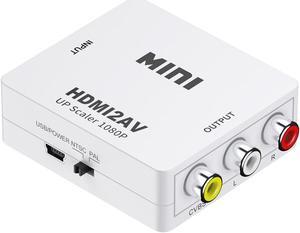 Mini HDMI to VGA Adapter VGA to HDMI 1080P AV to HDMI with Audio out Converter HDMI to AV AV/CVBS,VGA to AV,RVA to VGA Converter(HDMI to AV-White)