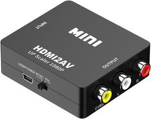 Mini HDMI to VGA Adapter VGA to HDMI 1080P AV to HDMI with Audio out Converter HDMI to AV AV/CVBS,VGA to AV,RVA to VGA Converter(HDMI to AV-black)