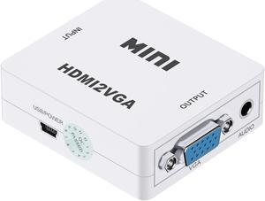 Mini HDMI to VGA Adapter VGA to HDMI 1080P AV to HDMI with Audio out Converter HDMI to AV AV/CVBS,VGA to AV,RVA to VGA Converter(HDMI to VGA-White)