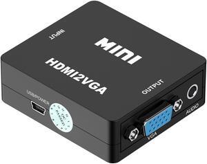 Mini HDMI to VGA Adapter VGA to HDMI 1080P AV to HDMI with Audio out Converter HDMI to AV AV/CVBS,VGA to AV,RVA to VGA Converter(HDMI to VGA-black)