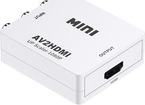 Mini HDMI to VGA Adapter VGA to HDMI 1080P AV to HDMI with Audio out Converter HDMI to AV AV/CVBS,VGA to AV,RVA to VGA Converter(AV to HDMI-White)