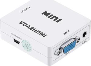 Mini HDMI to VGA Adapter VGA to HDMI 1080P AV to HDMI with Audio out Converter HDMI to AV AV/CVBS,VGA to AV,RVA to VGA Converter(VGA to HDMI-White)