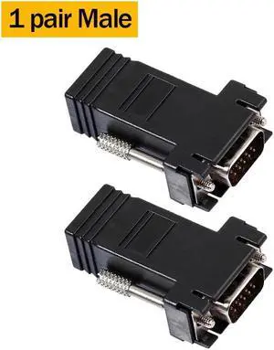 VGA Extender over Ethernet Cat5e/6 cable 20M VGA to Rj45 Adapter HD VGA 15 Pin Male to LAN RJ45 Female Network Cable Extender(1 pair Male)