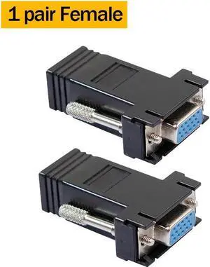 VGA Extender over Ethernet Cat5e/6 cable 20M VGA to Rj45 Adapter HD VGA 15 Pin Male to LAN RJ45 Female Network Cable Extender(1 pair Female)