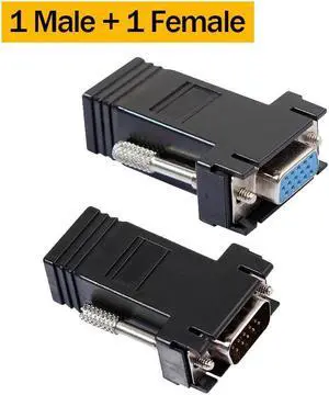 VGA Extender over Ethernet Cat5e/6 cable 20M VGA to Rj45 Adapter HD VGA 15 Pin Male to LAN RJ45 Female Network Cable Extender(1 Male and 1 Female)
