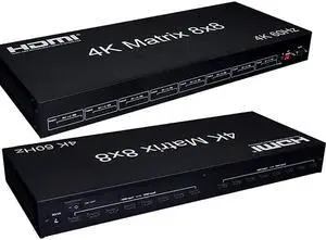 (With UK Plug)4K 60Hz 8x8 HDMI Matrix Switcher 8 in 8 out HDMI Video Matrix Switch Splitter Converter for PS4 Laptop PC TV HDTV Multi Monitors