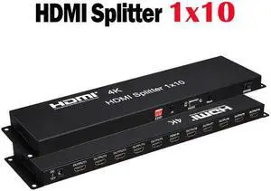 (With AU Plug)(1 in 10 out)4K 1x10 HDMI Splitter 1 In 16 Out HDMI Video Distributor Splitter 1x16 Amplifier 1080P 60Hz TV Duplicator for PC TV Monitor Mall