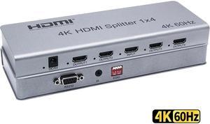 4K 60Hz 1x4 HDMI Splitter 1 in 4 out HDMI video distributor HDR HDCP2.2 Multi Screen Display for Camera PC TV Monitor Projector(AU Plug)
(HDMI 2.0 4K 1X4)