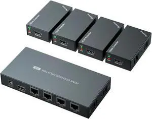 50M HDMI Splitter Extender 1 in 7 out over Cat6 Cable 1080P HDMI Rj45 Extende 1x4 Video Distributor Extender Multiple Receivers(AU Plug)
(One TX and four RX)