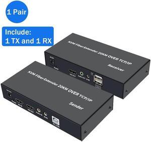 20Km HDMI Fiber KVM Extender over Sing SC Fiber Cable 1080P HDMI USB KVM Fiber Optical Transceiver Video Audio Extender Transmit(with EU Plug)
(1 TX and 1 RX)