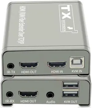 (EU Plug)(One RX)1080P HDMI KVM Extender Over IP Via Single Cat6 to 250M HDMI USB KVM Extender Ethernet KVM Extension Support USB Mouse Keyboard