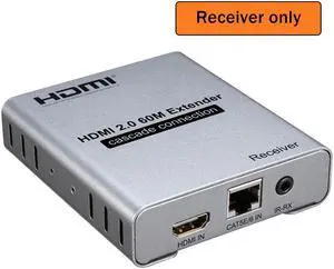 (With US Plug)(Only 1 Receiver)4K 60Hz HDMI Extender 60M HDMI 2.0 Cascade Connection Extender over Cat5e/6 cable 120M HDMI Splitter Extension 1 TX to Multi RX