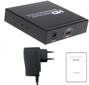 HDMI to HDMI + AV Converter 1080P HDMI to 3RCA CVBS AV Composite Video Audio Scaler Adapter for Monitor TV Projector Camera(With EU Plug)