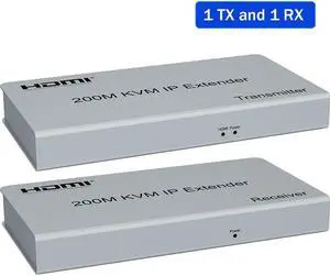 (with US Plug)(1 TX and 1 RX)200M HDMI KVM Extender over Rj45 Cat5e/6 1080P HDMI USB Extender one to many Transmit via Network Switch Support Mouse Keyboard