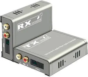 RCA Audio Fiber Optical Extender over SC fiber cable Cable to 20Km Broadcast Grade RCA Fiber Extension Transceiver for TV System(With AU Plug)