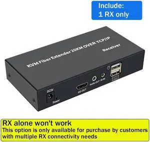 (with US Plug)(1 RX only)20Km HDMI KVM Fiber Extender over SC Fiber Optical Cable HDMI USB to Fiber Extender Transceiver Transmit Support Mouse Keyboard
