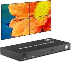 4K 30Hz 2x2 HDMI Video Wall Controller HDMI VGA TV Wall Processor 2X2 1X3 1X4 2x2 3X1 4X1 8 Splicing Mode HDMI Video Splicer Box(with UK Plug)