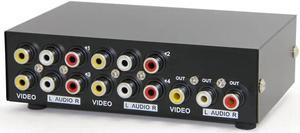 AV Switch 4x1 2x1 8x1 RCA Switcher 4 in 1 Out Signa Composite Video L/R Stereo Audio Selector Box for DVD STB Game Consoles(4x1)