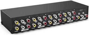 AV Switch 4x1 2x1 8x1 RCA Switcher 4 in 1 Out Signa Composite Video L/R Stereo Audio Selector Box for DVD STB Game Consoles(8x1)