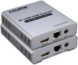 (with AU Plug)(1TX and 1RX)120M HDMI Extender over Rj45 Cat6 Cable 4K HDMI Ethernet Splitter Extender Support Cascade Connection Video Extension Converter