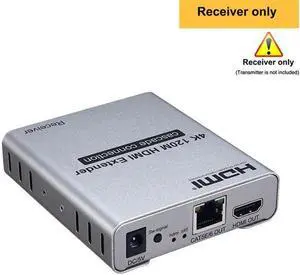 (with AU Plug)(Only 1 Receiver)120M HDMI Extender over Rj45 Cat6 Cable 4K HDMI Ethernet Splitter Extender Support Cascade Connection Video Extension Converter