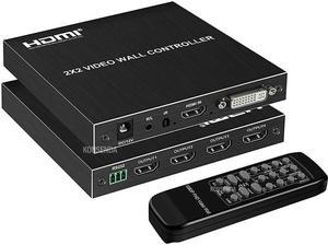 2x2 Video Wall Controller 1080P HDMI TV Screen Splicing Box Processor 1x2 1x3 1x4 2x1 3x1 Support Bezel Compensation 180° Flip(With US Plug)