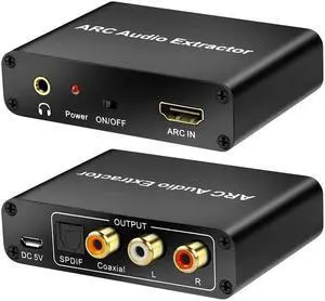 192KHz HDMI ARC Audio Extractor Digital to Analog Audio Converter ARC L/R Coaxial SPDIF 3.5mm Extractor Return Channel for TV