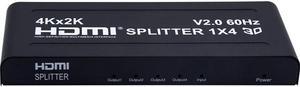 4K 60Hz HDMI Splitter 1 In 4 Out Ultra HD HDMI Video Distributor 1x4 Converter V2.0b HDCP 2.2 for PS4 TVBox PC Monitor Projector(UK Plug)
(4K 60Hz 1x4)