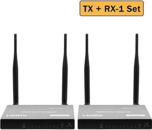 (AU Plug)(One TX and One RX)200M Wireless HDMI Extender 1080P Wifi HDMI KVM Extender Wireless Video USB transmitter with Loop-out IR Support Keyboard Mouse
