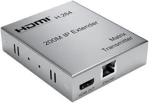 (With EU Plug)(1 TX only)200M HDMI Matrix Extender over IP UTP CAT5e/6 RJ45 1080P HDMI IP Splitter Extender via Ethernet Switch Support One TX to Many RX