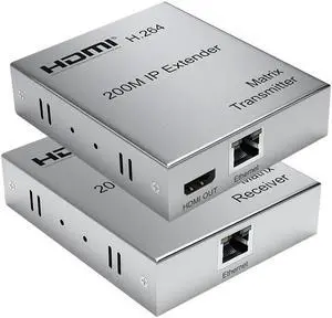 (With AU Plug)(1 TX and 1 RX)200M HDMI Matrix Extender over IP UTP CAT5e/6 RJ45 1080P HDMI IP Splitter Extender via Ethernet Switch Support One TX to Many RX