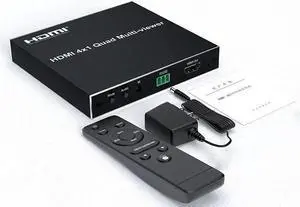 HDMI Multi-viewer 4x1 HDMI Quad screen MultiViewer Seamless Switcher 4 in 1 Out 1080P 60Hz 4 Channel Quad Screen Split 6 Modes(With US Plug)