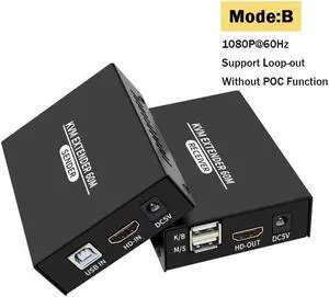 60M HDMI KVM Extender Over Single Cat5E/6 Ethernet Cable HDMI USB KVM Extender Transmitter Receiver Extension for Keyboard Mouse(AU Plug)
(Mode-B)