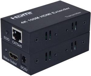 4K HDMI Extender 100M over Single Cat5E/6 Cable HDMI Ethernet Extender Transmit Extension Repeater with EDID for PC HDTV Laptop(with AU Plug)
