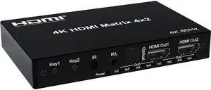 4X2 HDMI Matrix 4K 60Hz HDMI 2.0 Matrix Switcher 2x4 4x2 with Audio Extractor HDR HDMI Switch Splitter for PC PS5 HDTV HDCP2.2(With US Plug)
(Matrix 2x4)