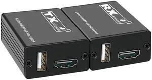 30M HDMI KVM Extender Over Rj45 Cat6 Network Cable 10080P HDMI Extender with USB Support Mouse for PC NVR DVR Camera TV Monitor