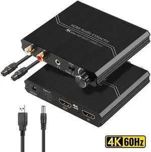 4K 60HZ HDMI 2.0 Audio Extractor Optical TOSLINK SPDIF 5.1CH R/L 4K HDMI to SPDIF+R/L+3.5MM 18Gpbs HDCP 2.2 with Volume Control