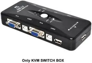 4 Port VGA KVM Switcher 4x1 VGA USB VGA Switch 4 in 1 out support Printer Mouse Keyboard Share 1920*1440 VGA Switch Box Adapter(only 1 KVM)